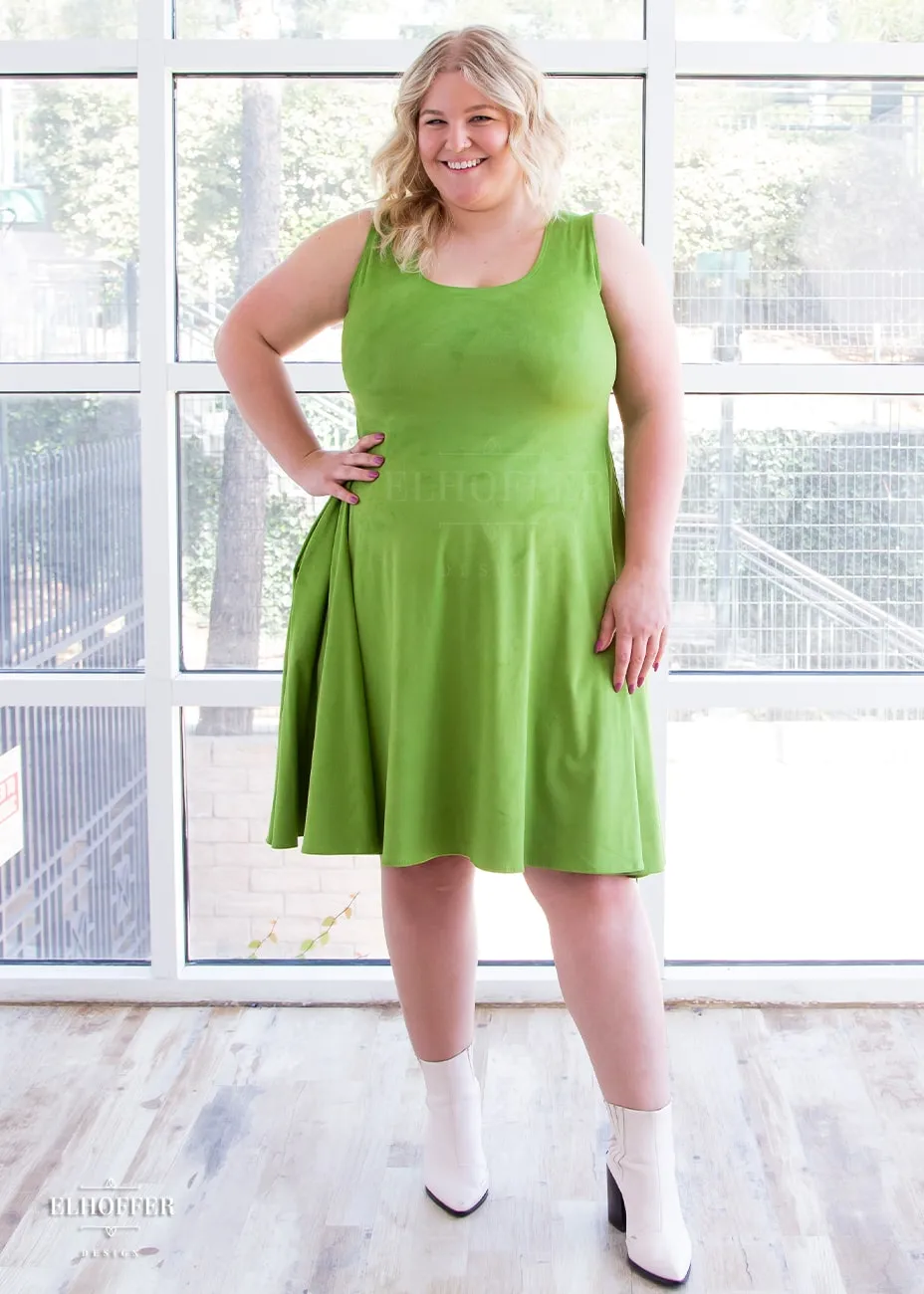 Essential Knee Length Dress - Avocado Suede