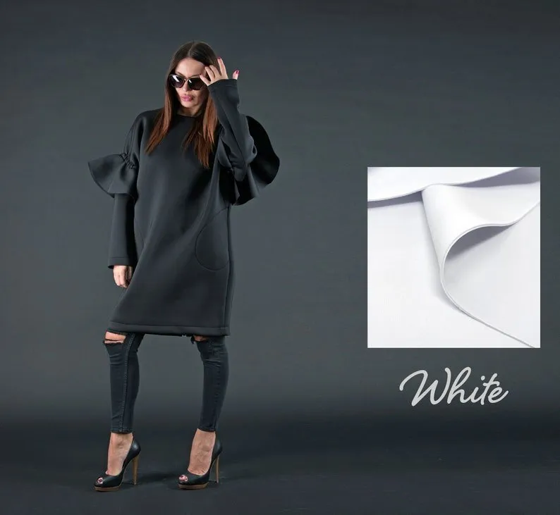 ESTER White Winter Neoprene Dress