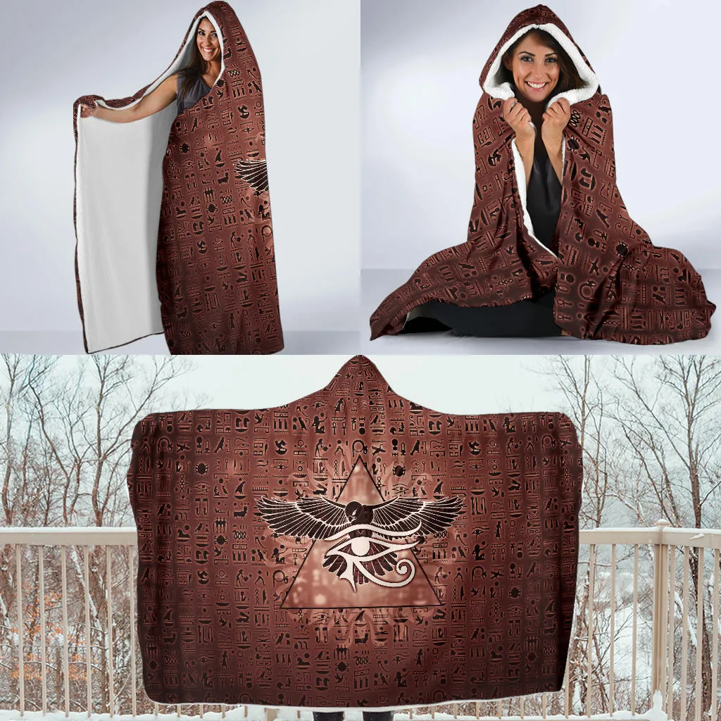 Eye of Horus Hieroglyphs | Hooded Blanket | Mandalazed