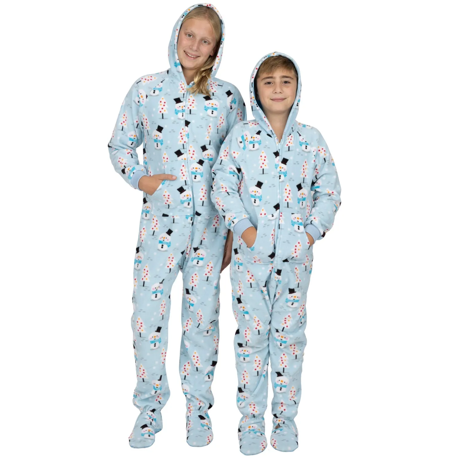 Family Matching Frosty Winter Hoodie Fleece Onesie