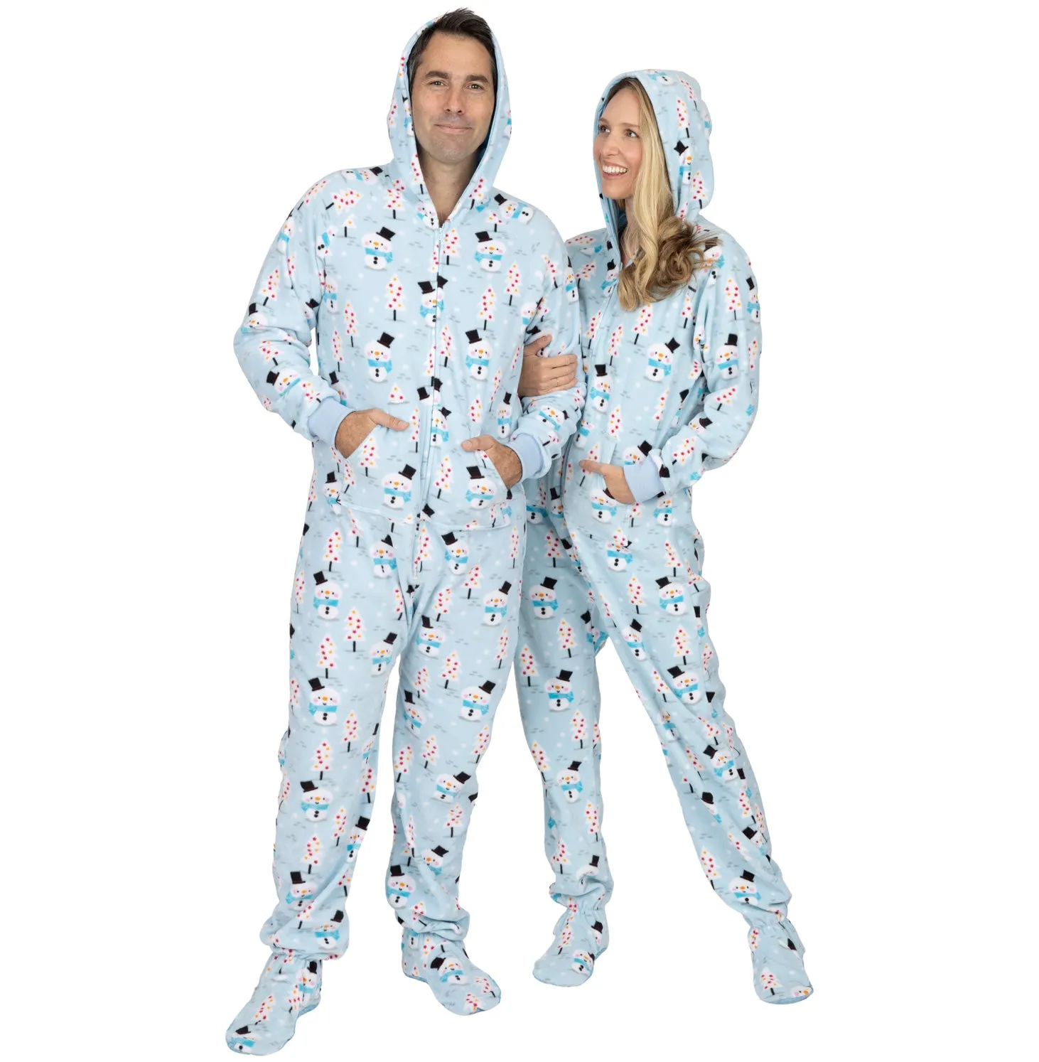 Family Matching Frosty Winter Hoodie Fleece Onesie