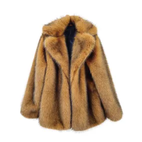 Faux Fur Large Lapel Coat