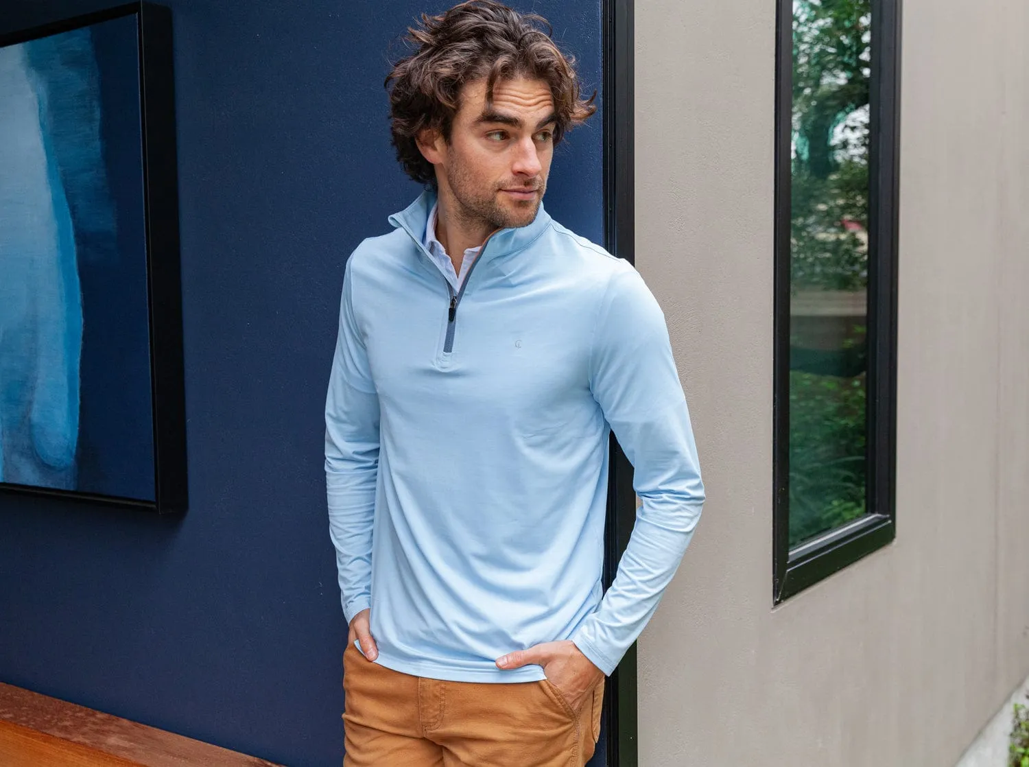 Feather Performance Pullover - Heather Blue