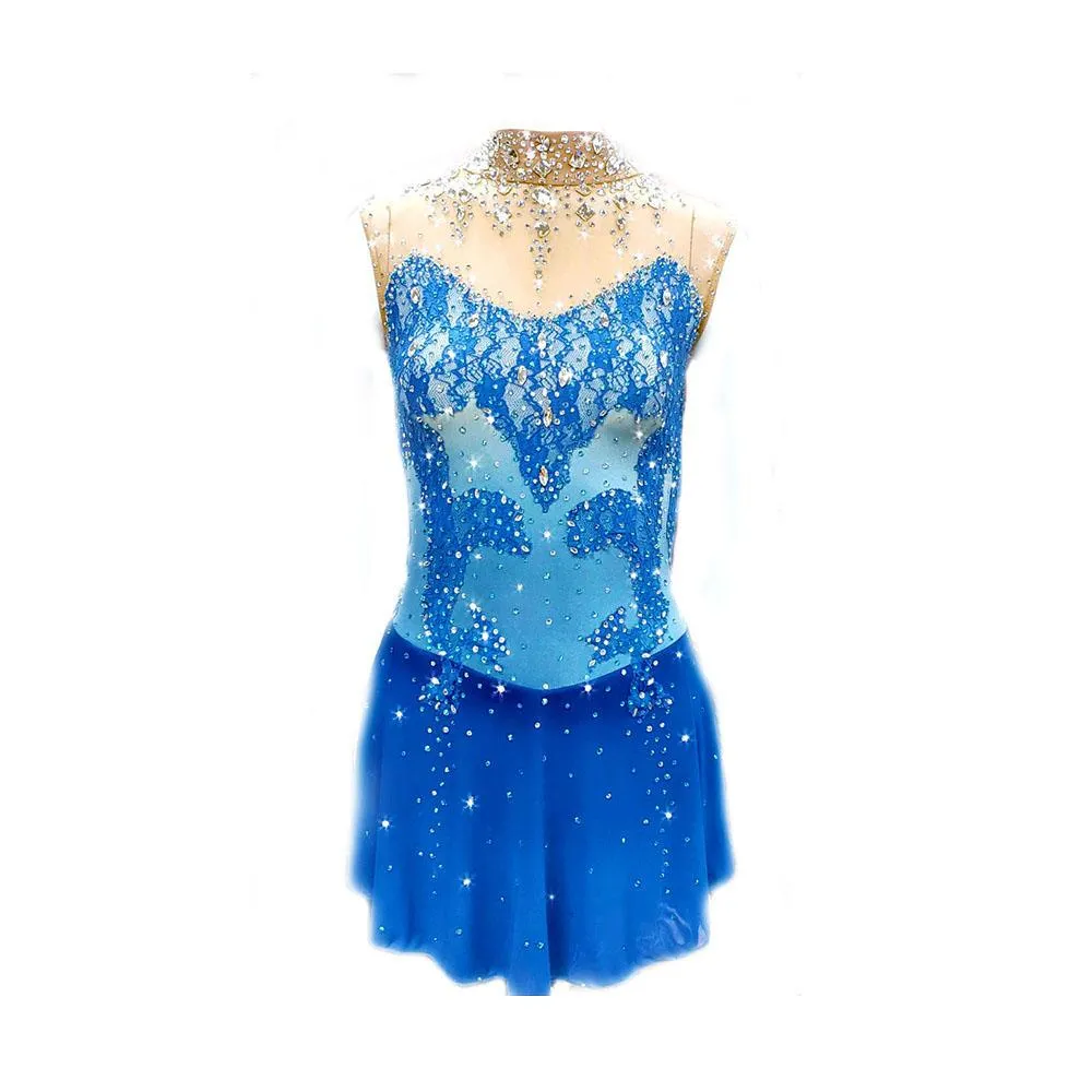 Figure Skating Dress Turquoise 100's of Crystals