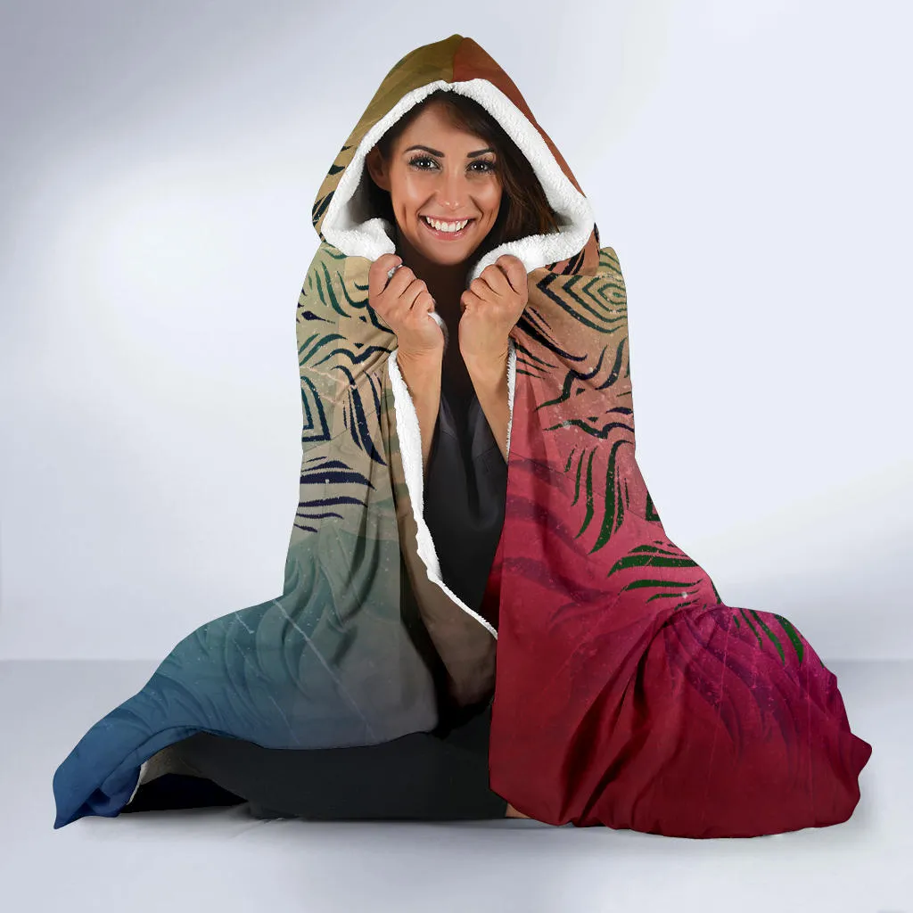 Flower Of Life Blast - Blue & Red | Hooded Blanket | Mandalazed