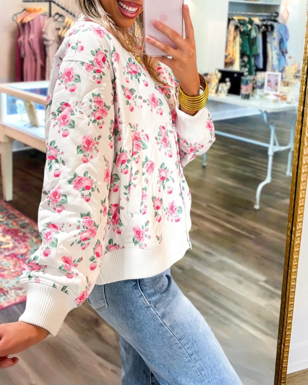 Flower Quilted Cropped Jacket