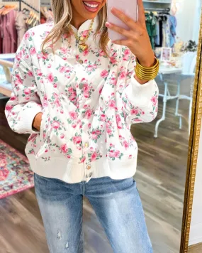 Flower Quilted Cropped Jacket