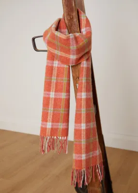 Foxford Orange Check Lambswool Scarf