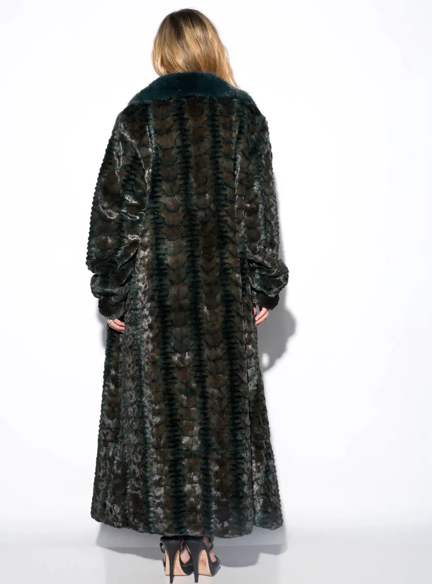 Full Length Sculptured Mink Fur Coat with Full Mink Fur Collar