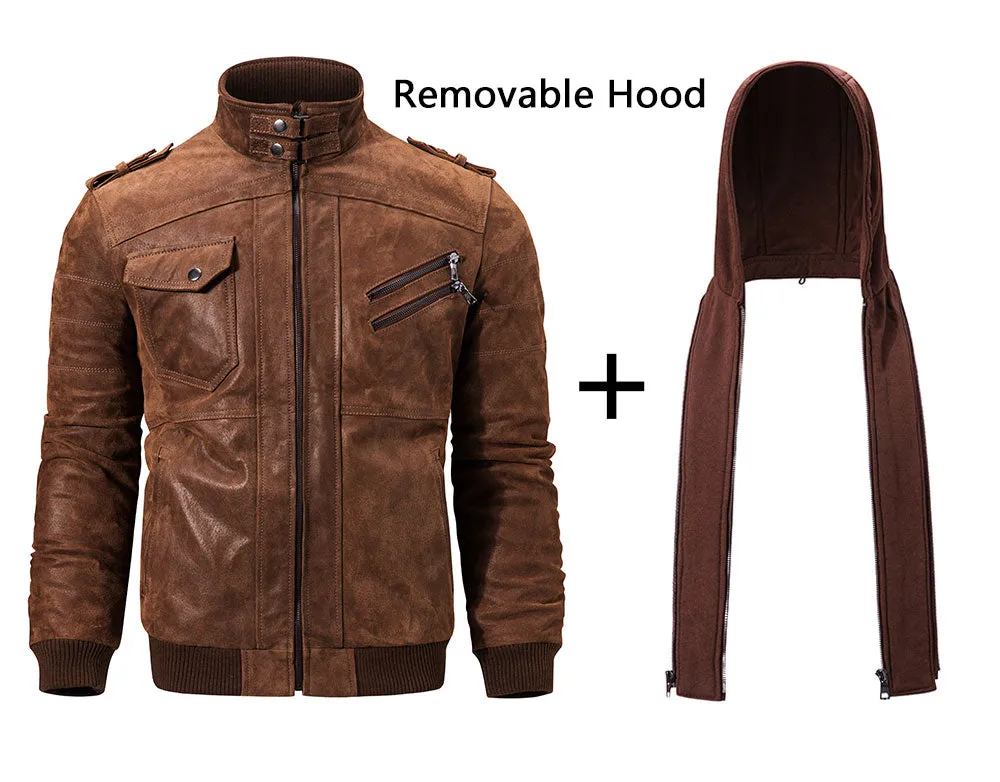 Genuine Leather Motorcycle Hoodie Jackets