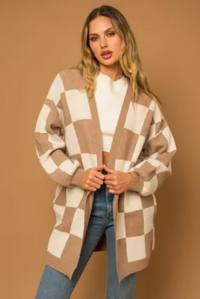 Gingerbread Making Checker Graphic Sweater Cardigan