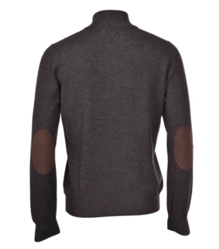 Gran Sasso 1/4 zip Pullover Sweater Dark Olive w/Taupe