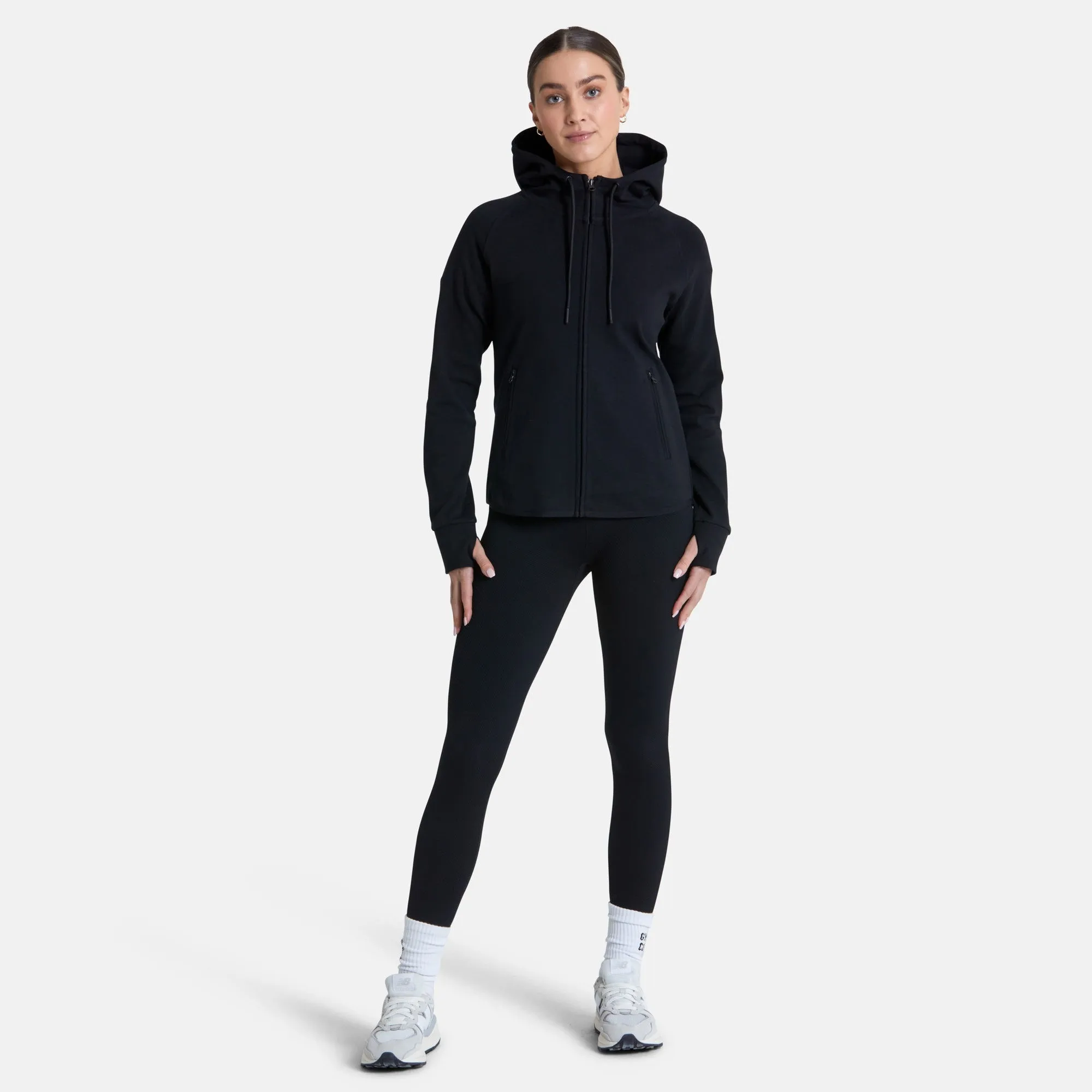 Gym Coffee Essential Zip Hoodie (Womens) - Black