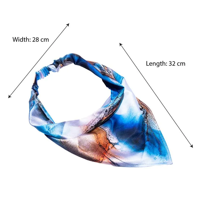 Hair Drama Co Abstract Headscarf with elastic- Blue