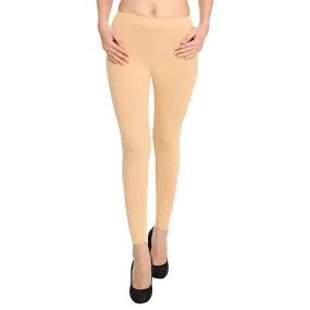 HiFlyers Women Beige Ankle Length Leggings/Yoga Pant