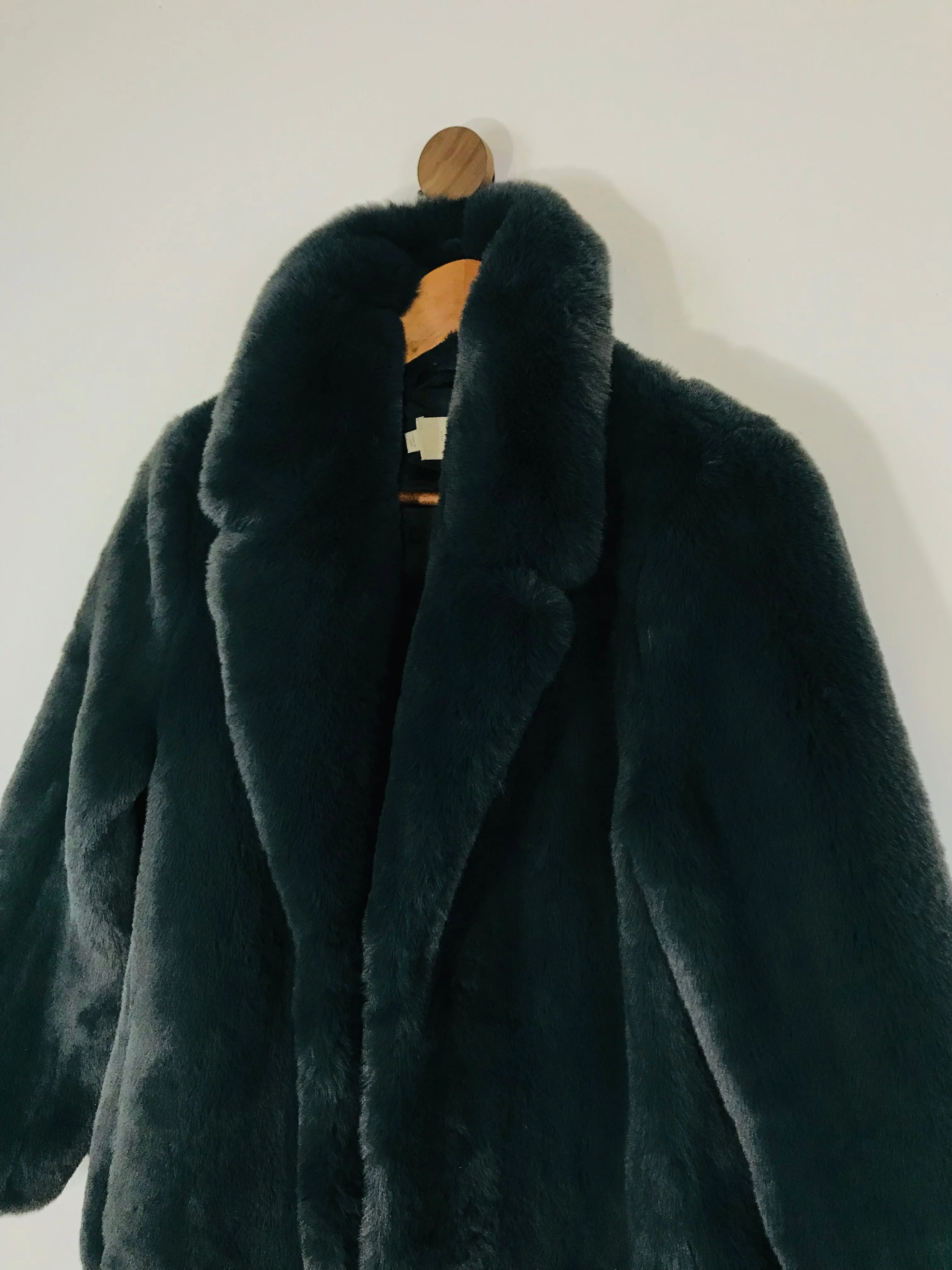 Hobbs Women's Faux Fur Overcoat Coat NWT | S UK8 | Green