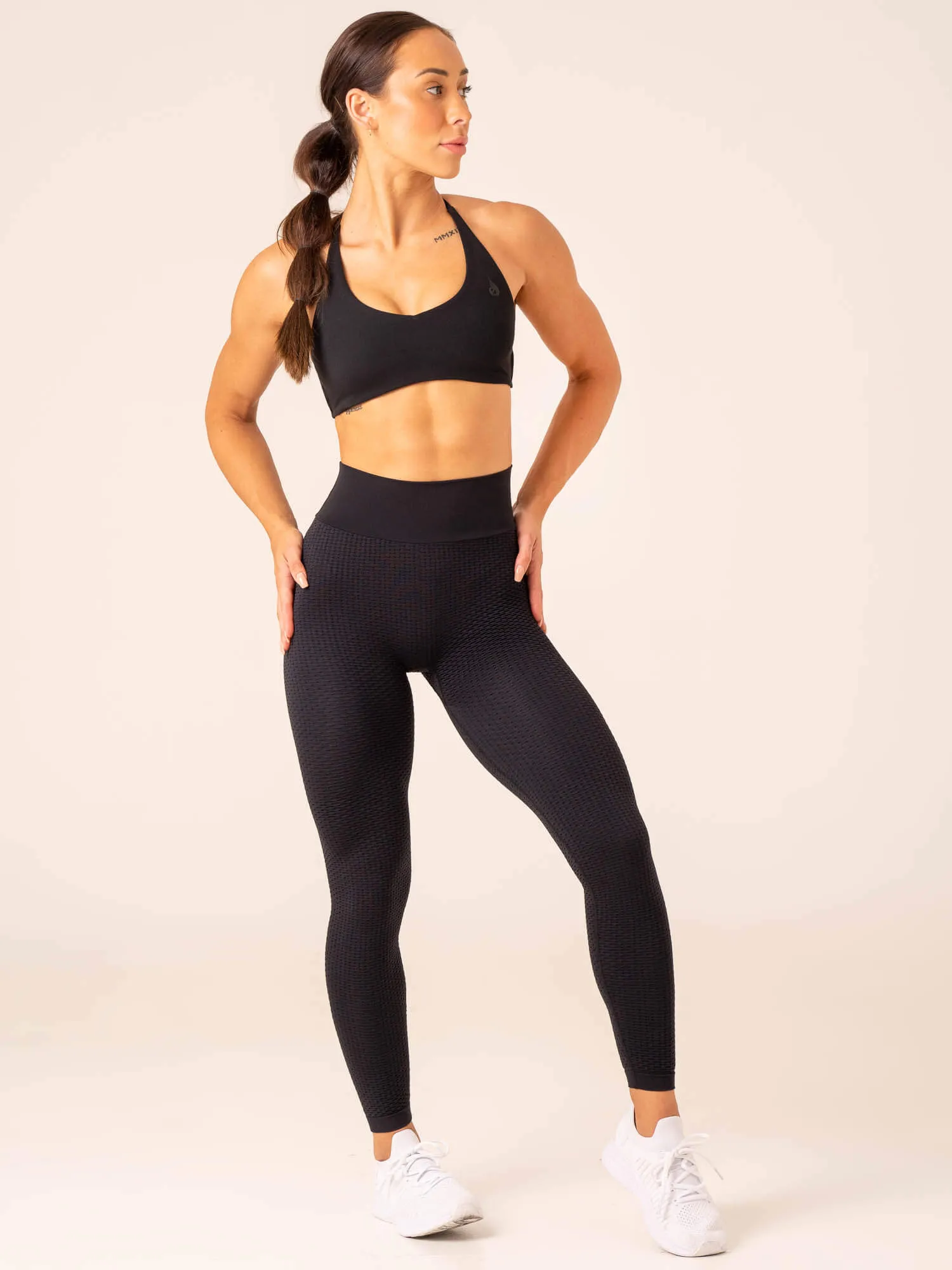 Honeycomb Scrunch Seamless Leggings - Black