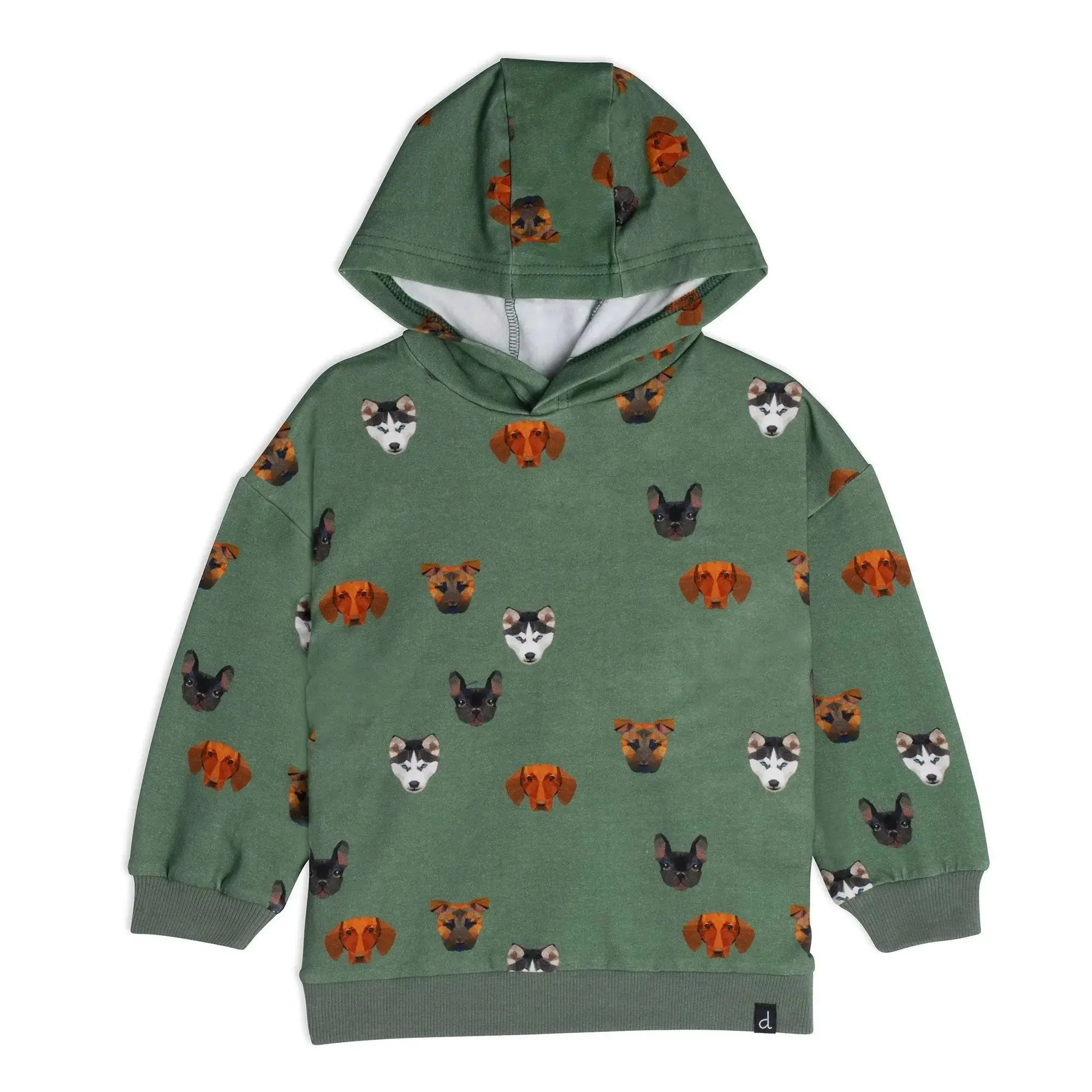 Hooded Fleece Top With Printed Dogs  | DEUX PAR DEUX