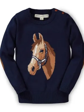 Horse Intarsia Pullover Sweater