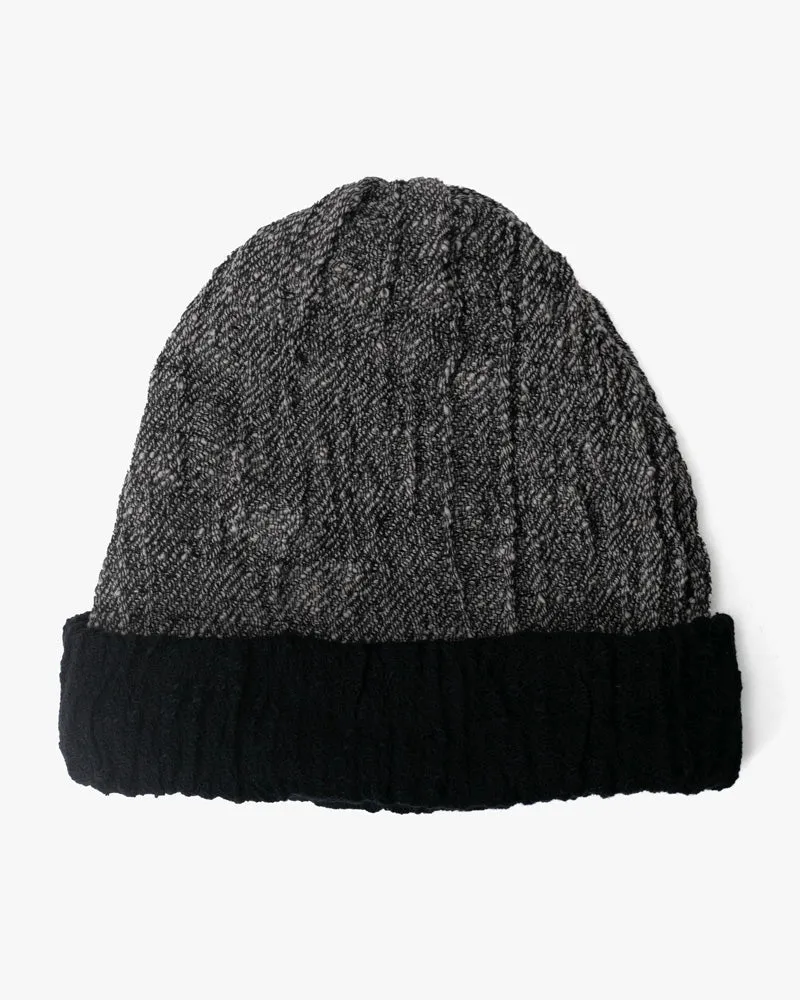 Kobo Oriza Knit Cap, Multi Functional, Cotton, Split Black and Dark Grey, 9˝