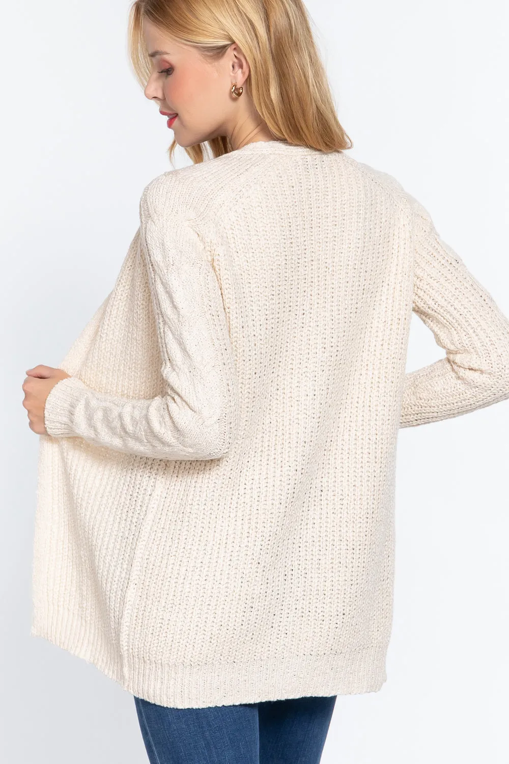 Long Slv Open Front Sweater Cardigan