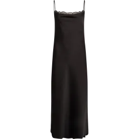 Lou Satin Slip Dress - Black