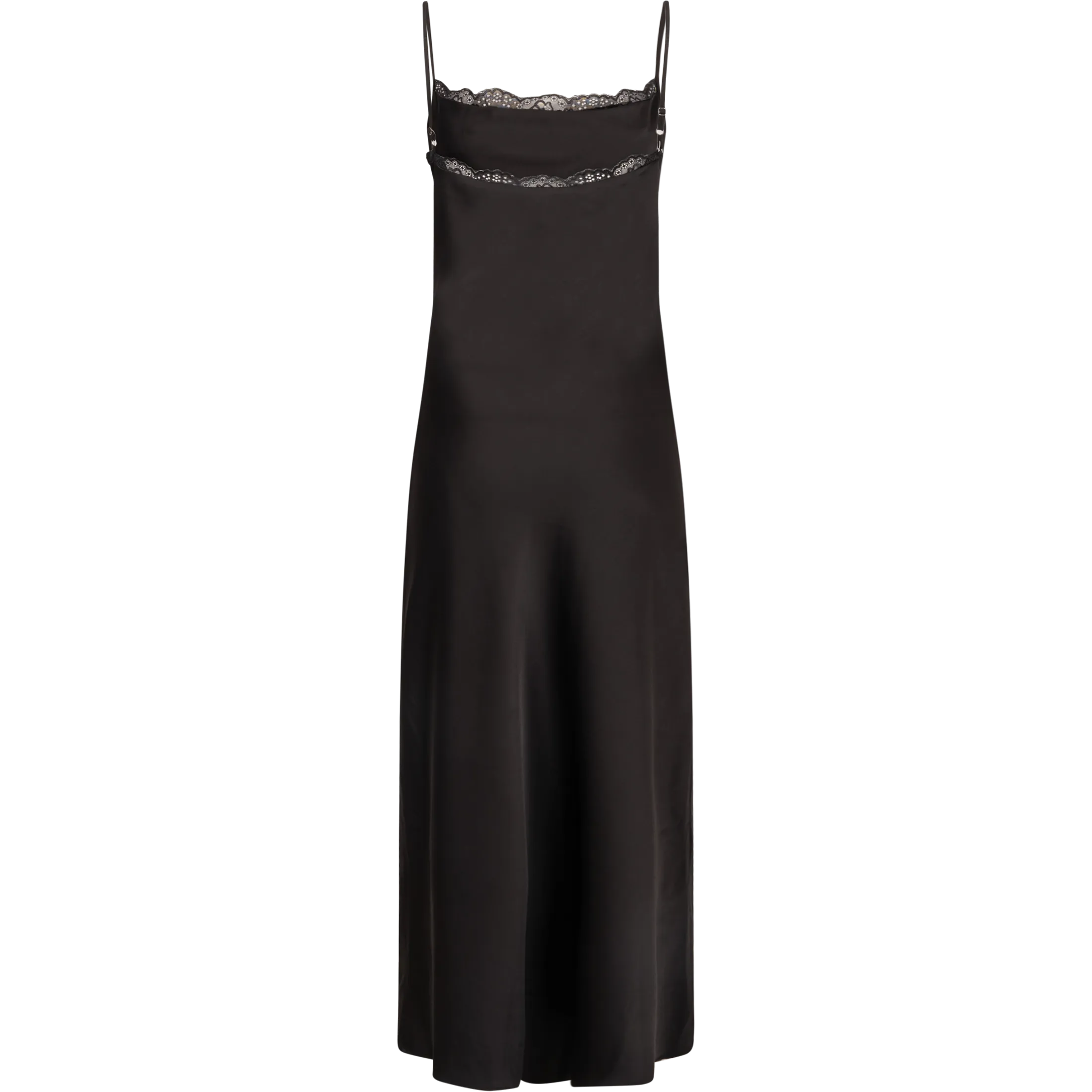 Lou Satin Slip Dress - Black