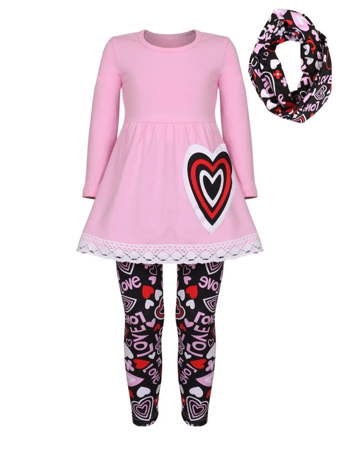 Lovestruck Heart Tunic, Scarf and Legging Set