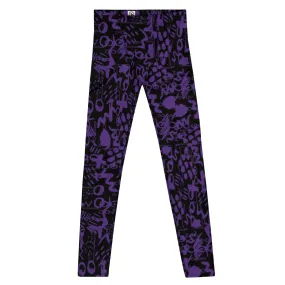 Men's Leggings, Purple, Black