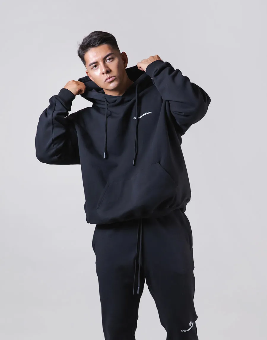 Message Ring Stretch Warm Pullover Hoodie - Black