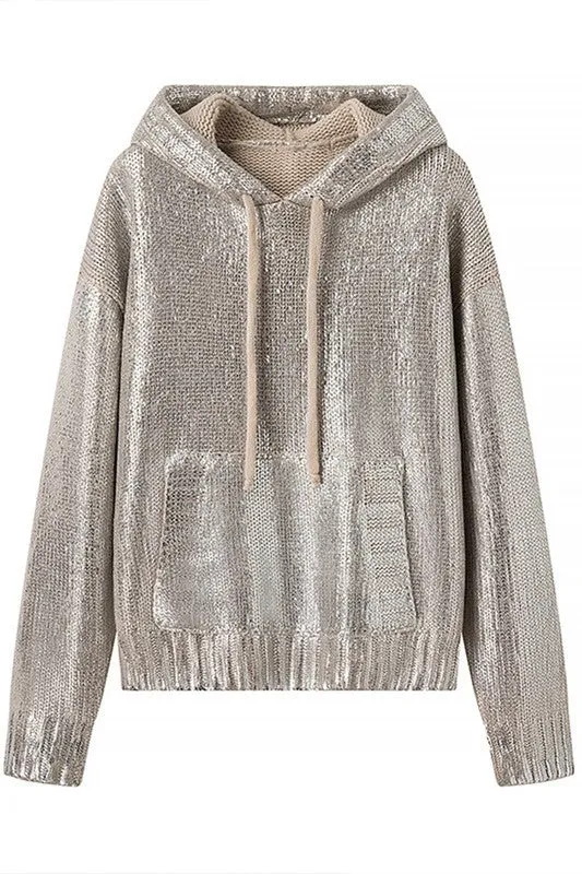 Metallic Sweater Hoodie