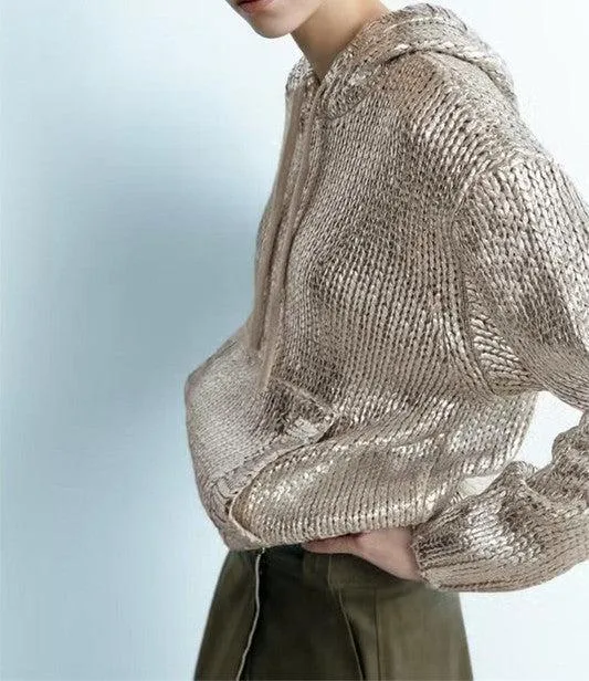 Metallic Sweater Hoodie