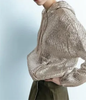 Metallic Sweater Hoodie