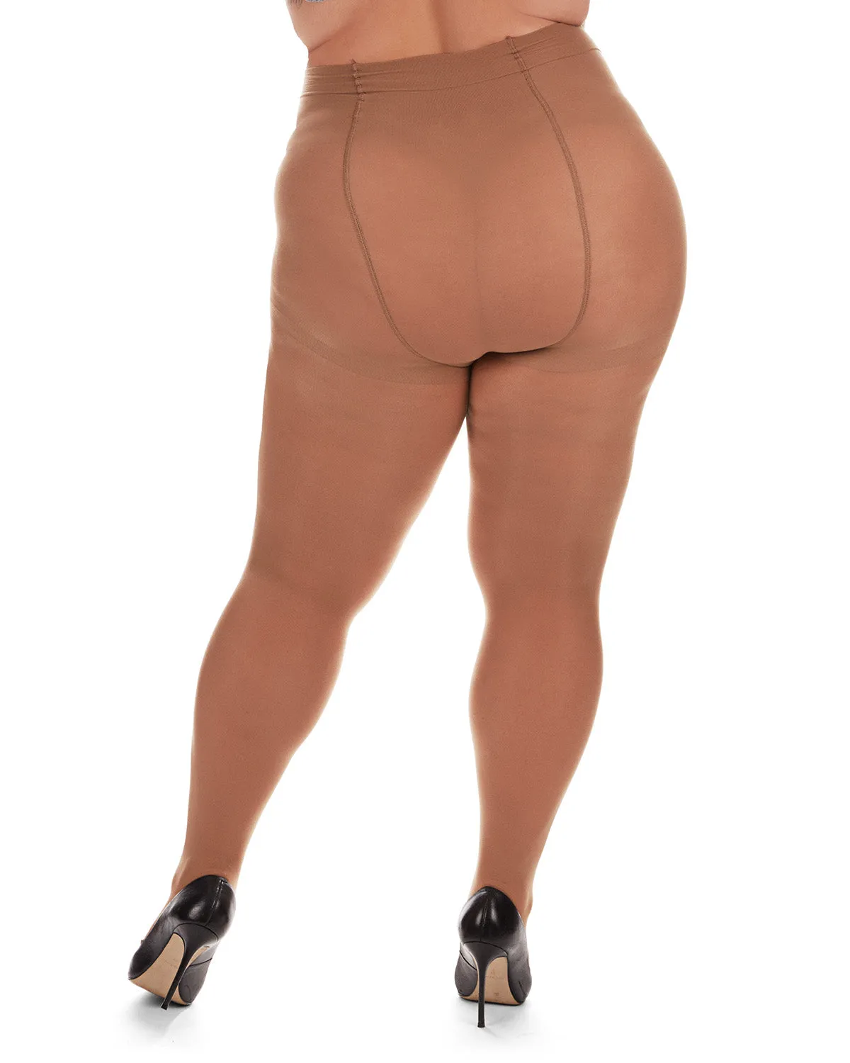 Microfiber Opaque Plus Size Curvy Control Top Tights