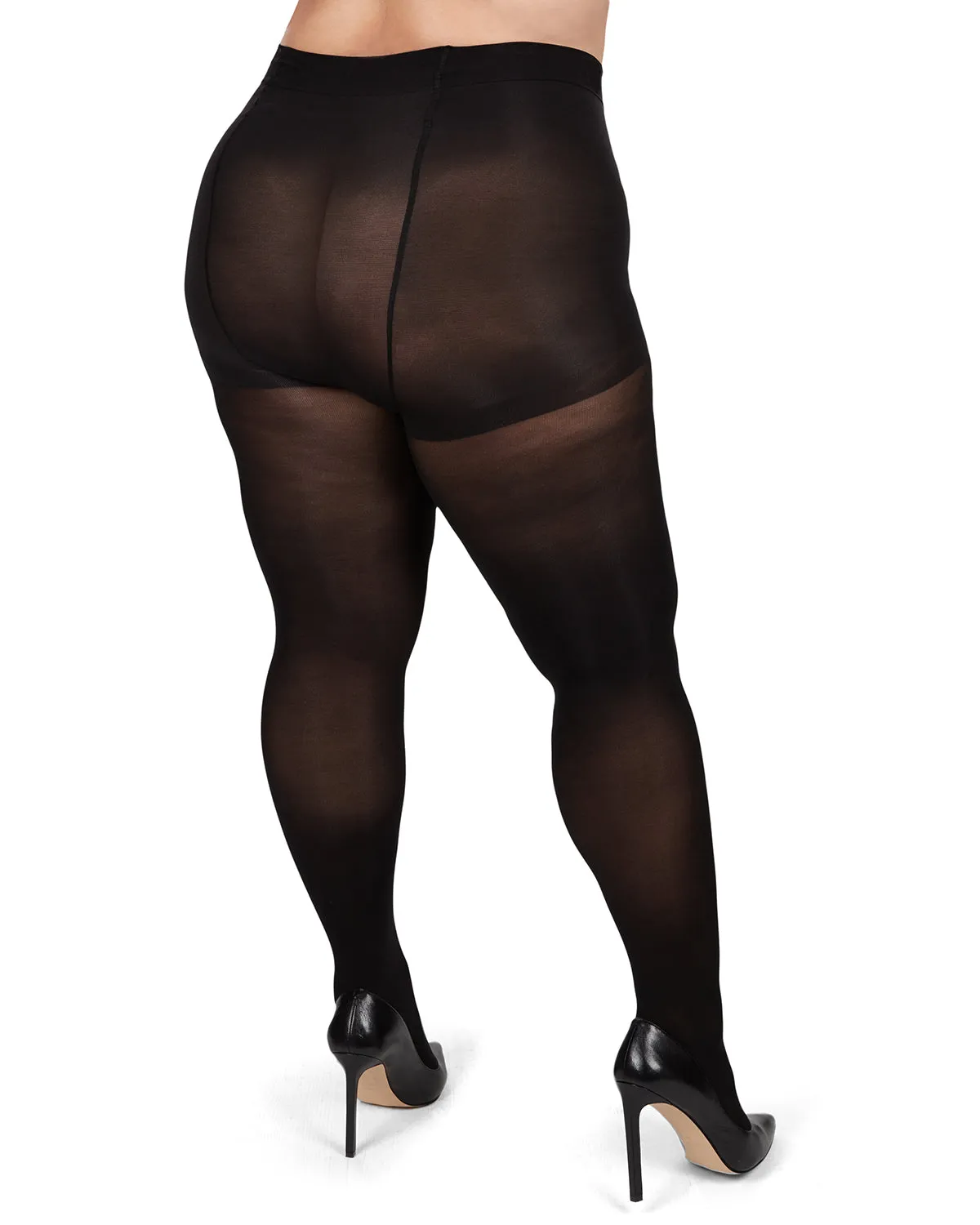 Microfiber Opaque Plus Size Curvy Control Top Tights