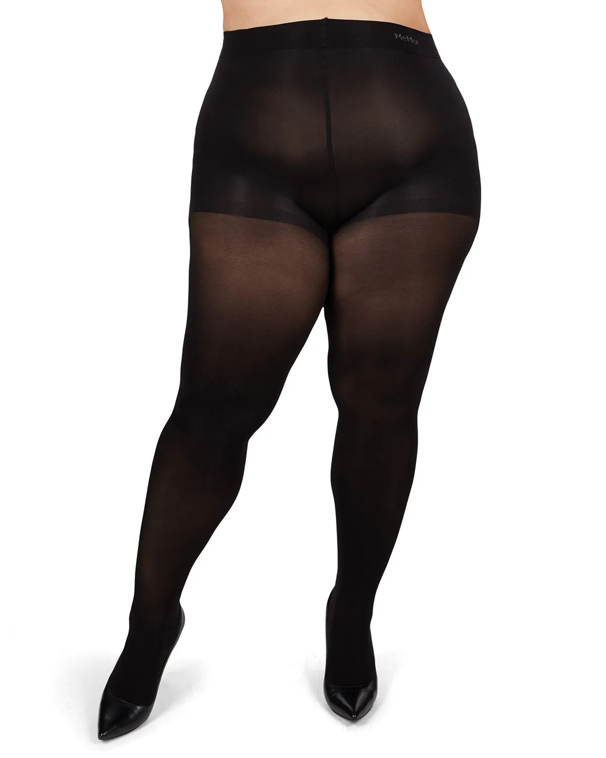 Microfiber Opaque Plus Size Curvy Control Top Tights