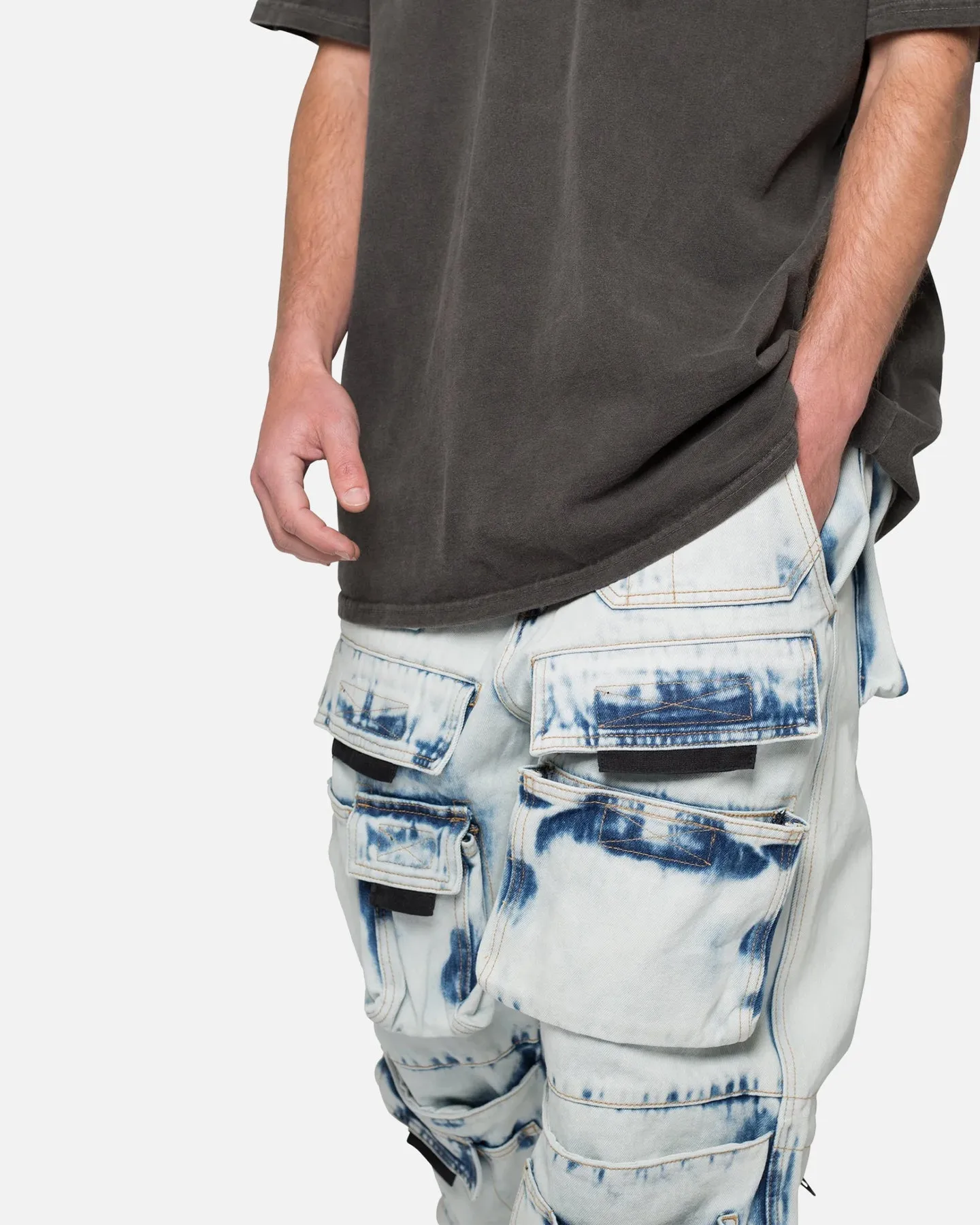 MNML Baggy Skater Cargo Denim Jeans Blue