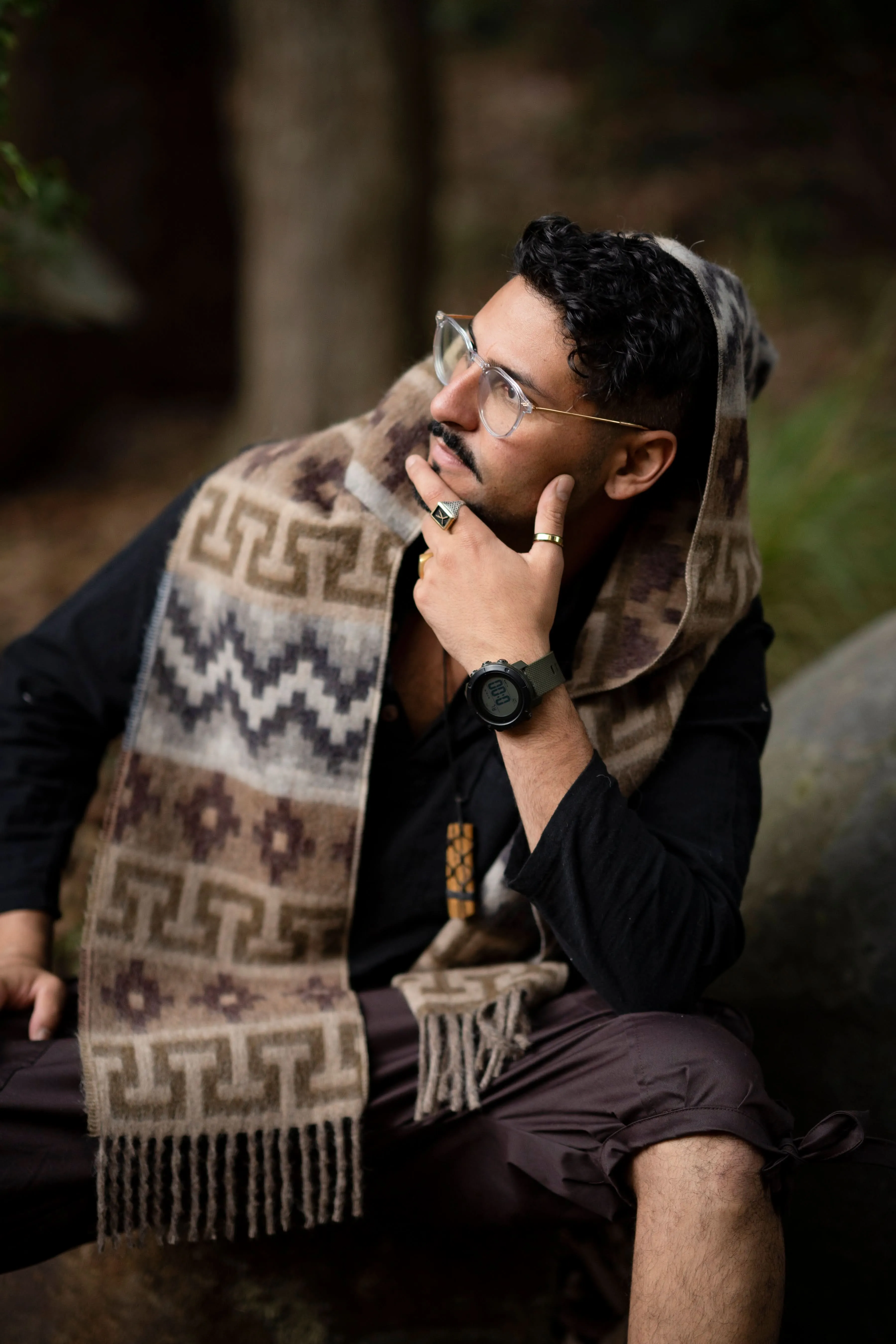 Mountain Alpaca Geometric Scarf for Men - Wholesale