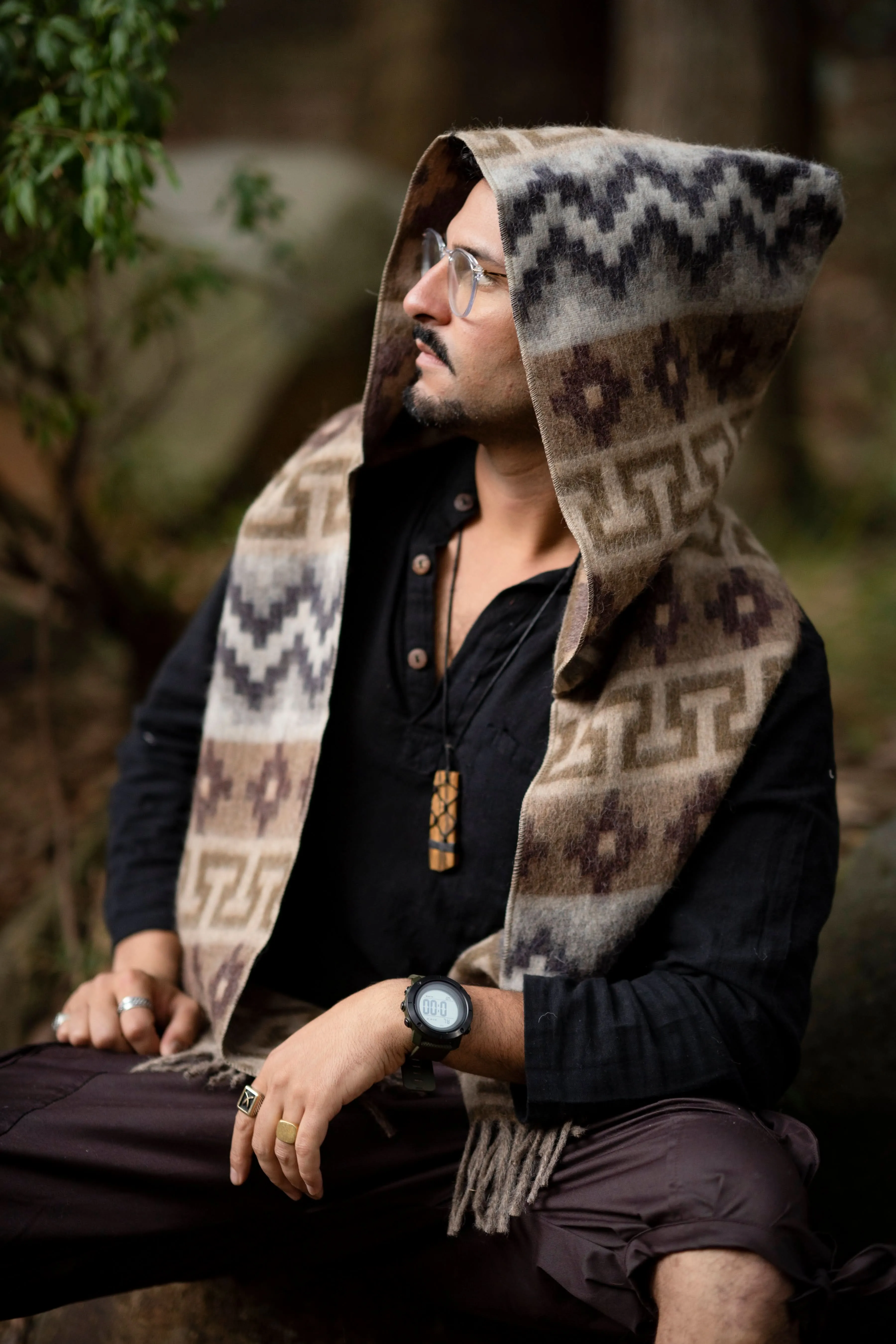 Mountain Alpaca Geometric Scarf for Men - Wholesale