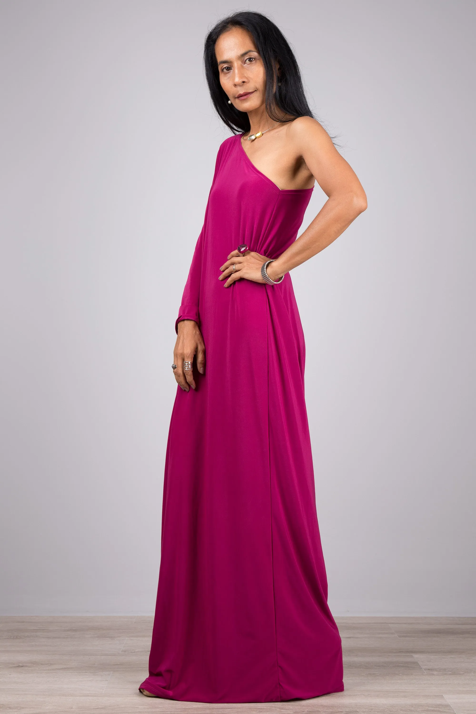 Mulberry Pink one shoulder dress