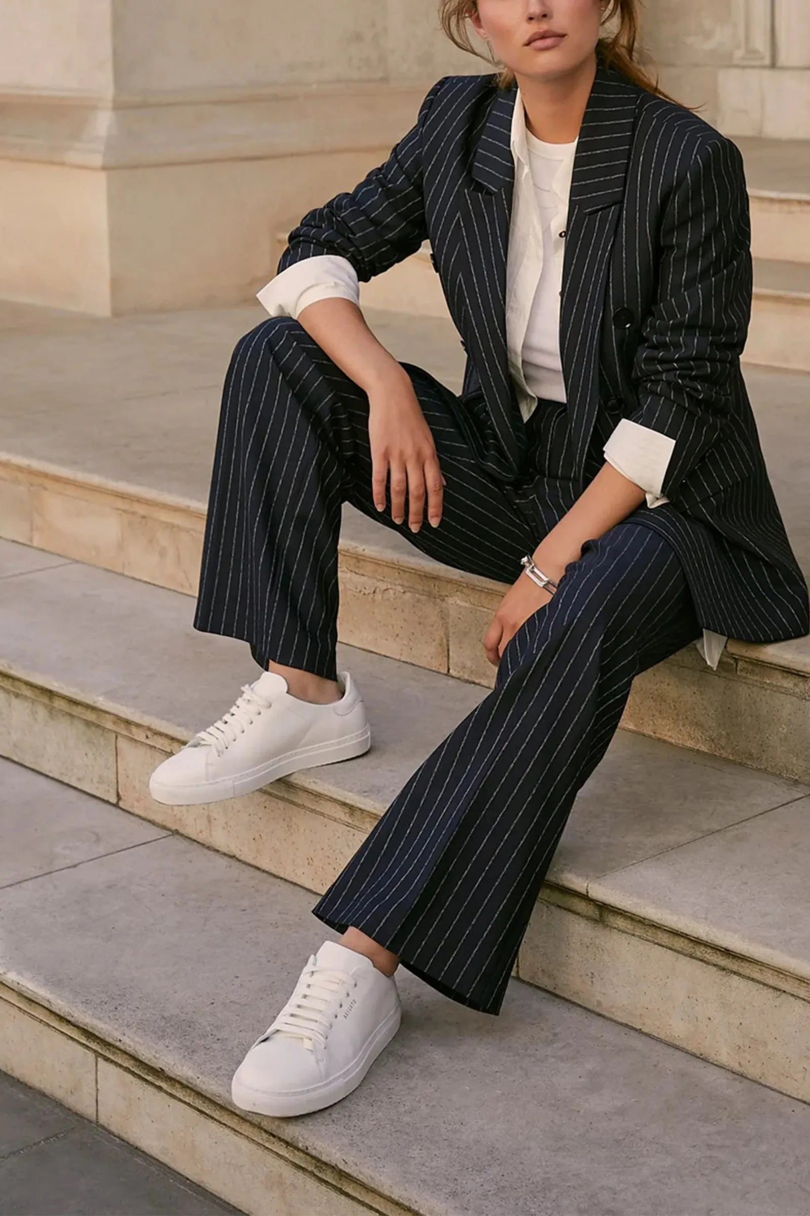 Navy Pinstripe Blazer