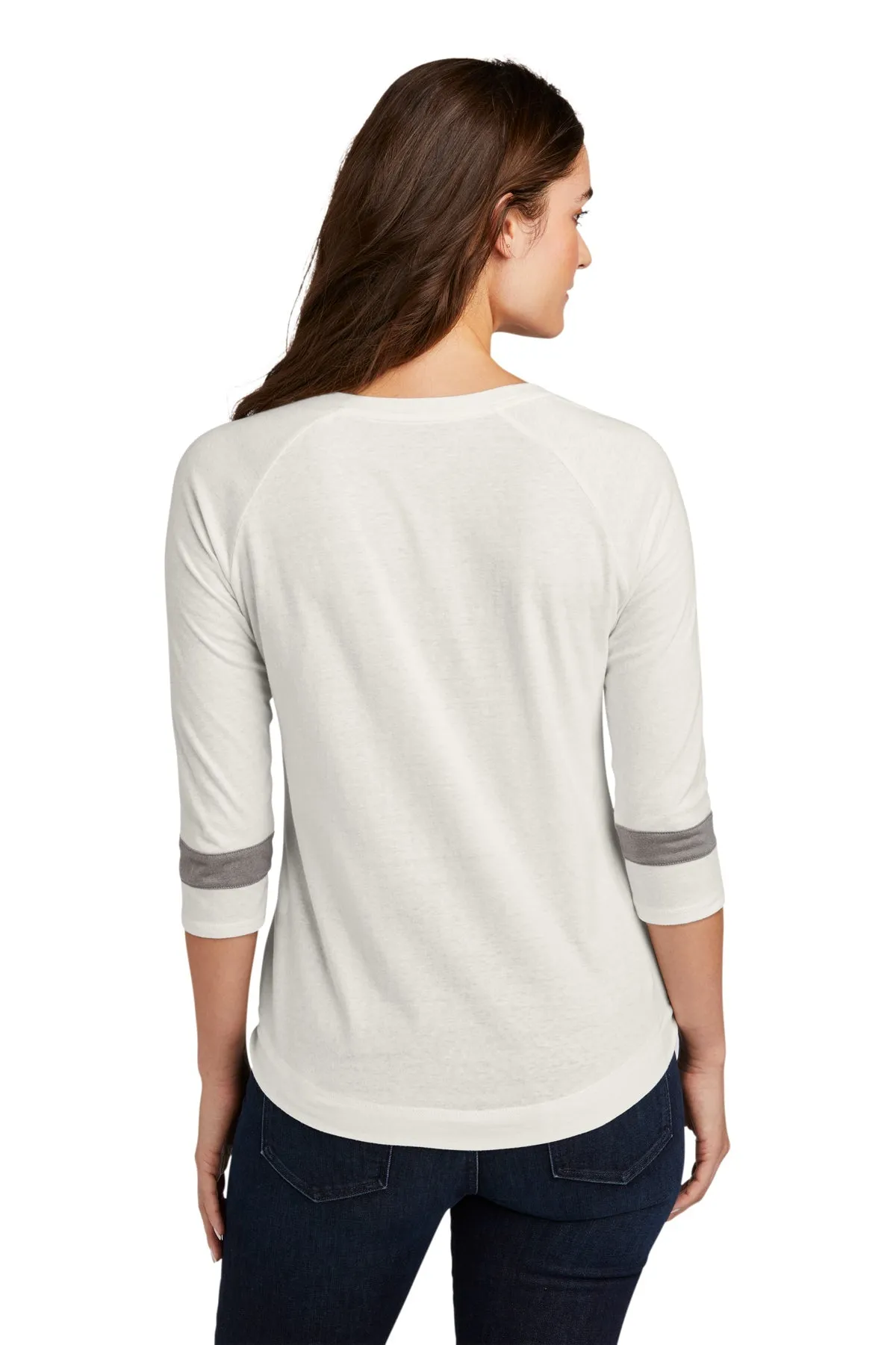 New Era Ladies Tri-Blend 3/4-Sleeve Printed Tee's, Fan White Solid Shadow Grey