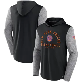 New York Knicks Fanatics Branded Deep Rotation Performance Pullover Hoodie - Black/Heathered Charcoal