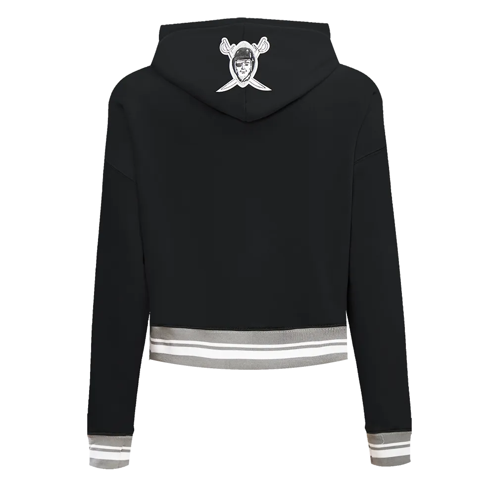 NFL OAKLAND RAIDERS RETRO CLASSIC WOMEN'S CROPPED PO HOODIE (BLACK/GREY)