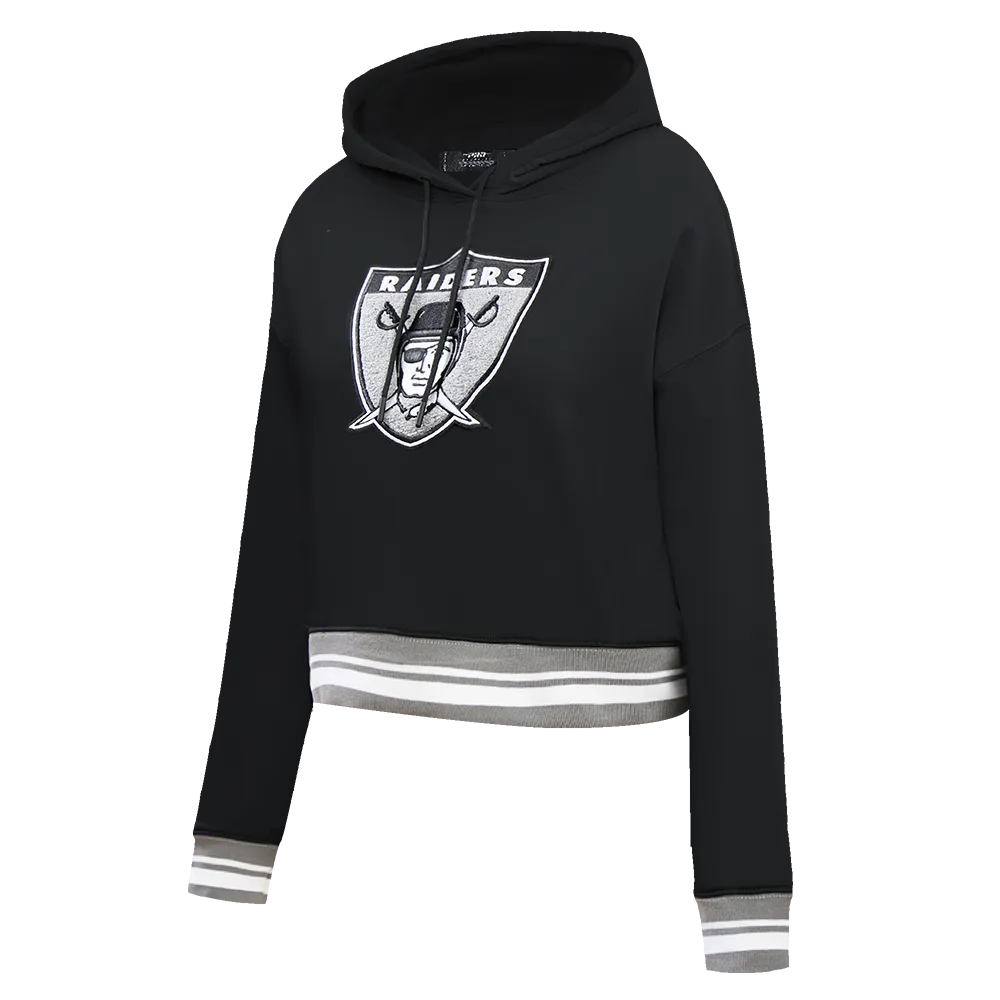 NFL OAKLAND RAIDERS RETRO CLASSIC WOMEN'S CROPPED PO HOODIE (BLACK/GREY)