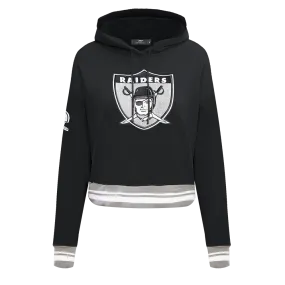 NFL OAKLAND RAIDERS RETRO CLASSIC WOMEN'S CROPPED PO HOODIE (BLACK/GREY)