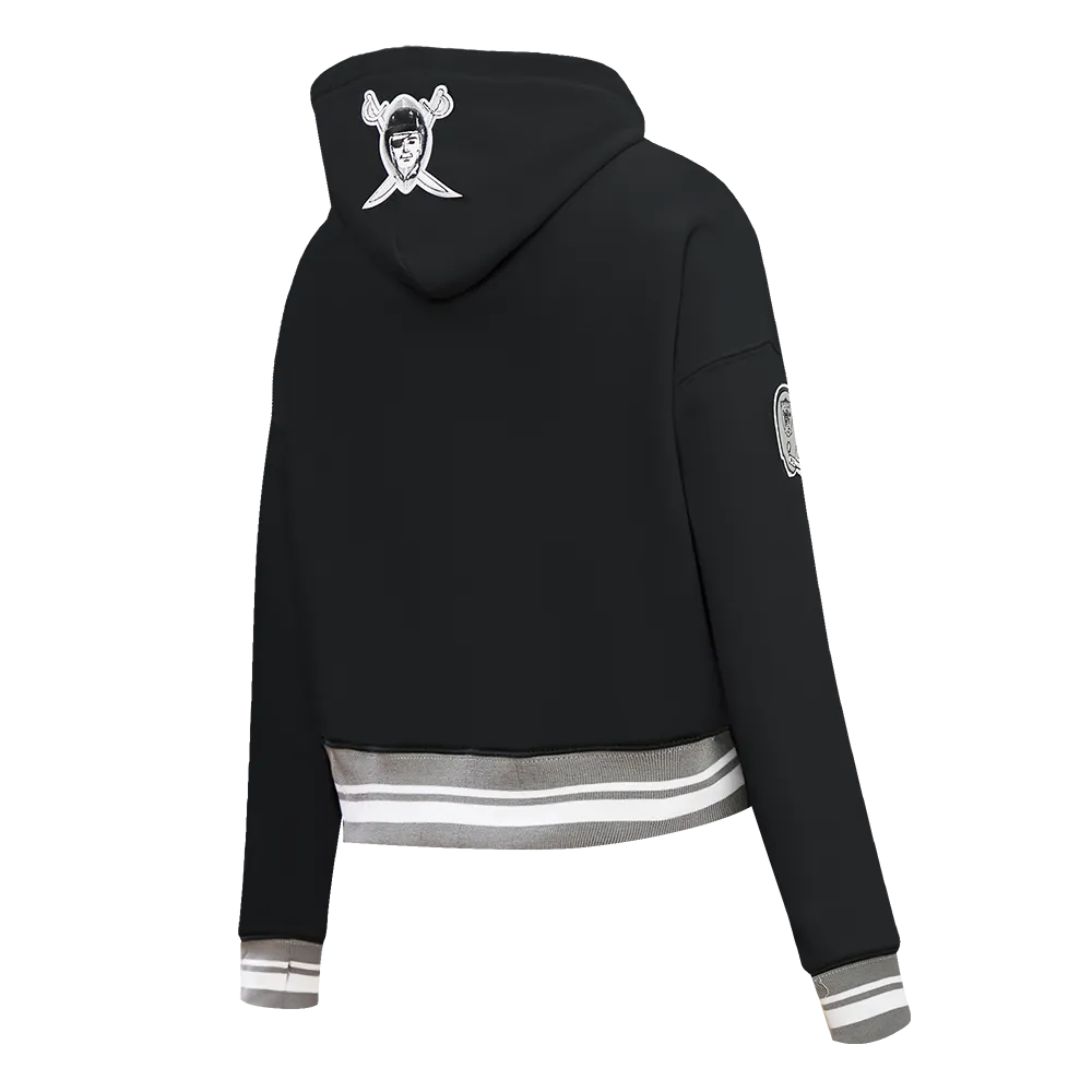 NFL OAKLAND RAIDERS RETRO CLASSIC WOMEN'S CROPPED PO HOODIE (BLACK/GREY)