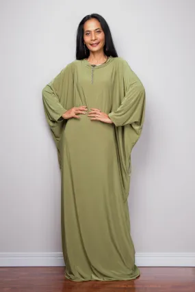 Olive Green Modest Kaftan Dress