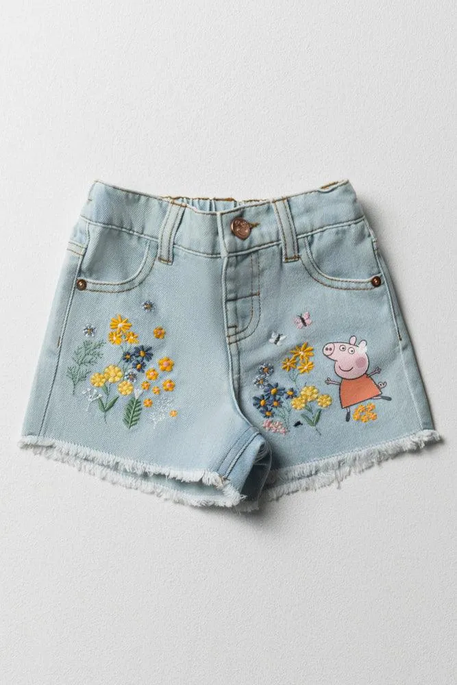 Peppa Pig Denim Shorts Light Blue