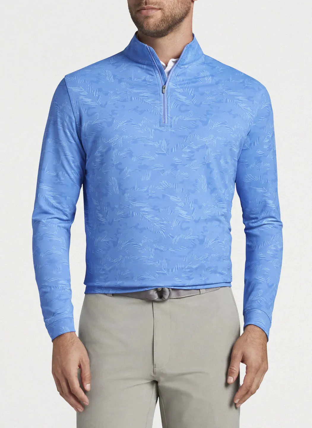 PERTH TROPICAL CAMO PERFORMANCE 1/4 ZIP PULLOVER - ESTATE BLUE